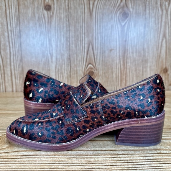 Women’s Madewell The Alex Heeled Loafer in Painted Leopard Calf Hair Sz 5 - Picture 3 of 12